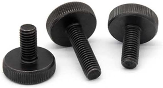 2pcs M10 30mm HD Big Flat Head Knurled Hand-twist Screws Bolts Knob Screw Adjustment Bolt Thread Nails Carbon Steel BLACK GB835 - (Size: M10x30mmxD30x8.5mm)
