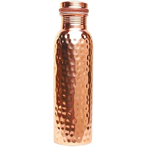 Osnica Copper Water Bottle Ayurvedic Water Copper Bottle - Leak-Proof Water Bottle Seal Cap, Joint Free Copper Bottle (Hammered) 600 Ml Cover