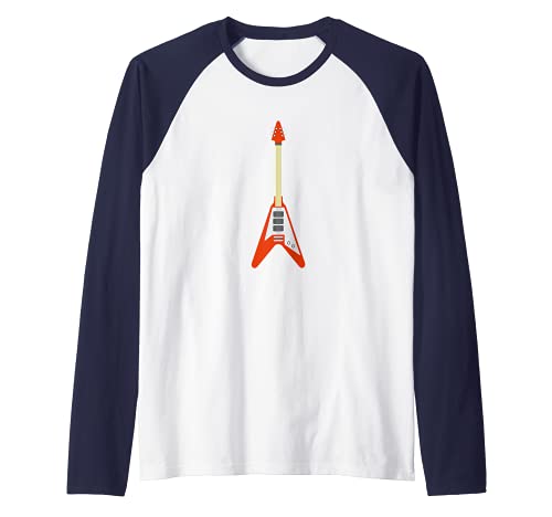 Red electric guitar for guitarists Raglan Baseball Tee, Black
