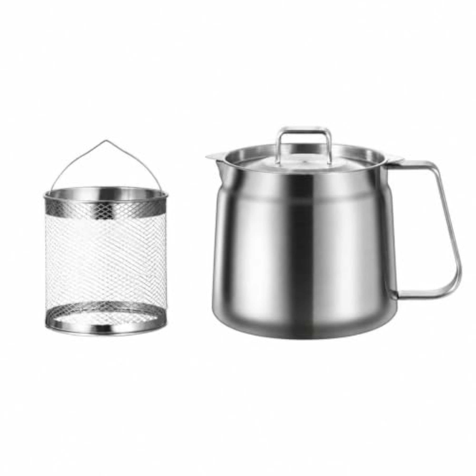 Oil Strainer Pot with Frying Basket, 1.5L, Rust-Resistant