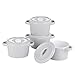 FMONH Set di Posate 4 Pezzi da 300 ml pirofila in Ceramica Piccola con Coperchio, Mini casseruola Rotonda in Porcellana per Souffle