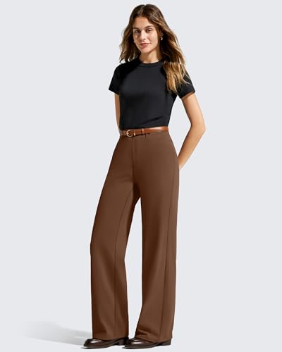 Image of G4Free EverGoing Women's Wide Leg Dress Pants Pull On Stretchy High Waisted Casual Trousers with Pockets