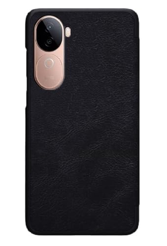 Image of WHITBULL PU Leather Magnetic Premium Flip Cover with 2 Card Slot Compatible with Vivo iQOO Z9s 5G / Vivo V40e 5G - Black