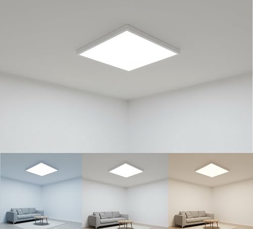 Braytron LED Deckenleuchte 600×600 mm – 30/40 / 50 W einstellbar – 3CCT (3000 K / 4000 K / 6500 K) – 5200 lm Backlite Panel – Ultradünne Deckenlampe 38 mm – für Wohnzimmer, Schlafzimmer, Küche, Flur