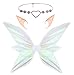 Funsveta Women Girls Berry Rattans Crown Butterfly Wings with Elf Ears Dress Up Halloween Cosplay Photo Prop Accessories (Sliver Pink Transparent)