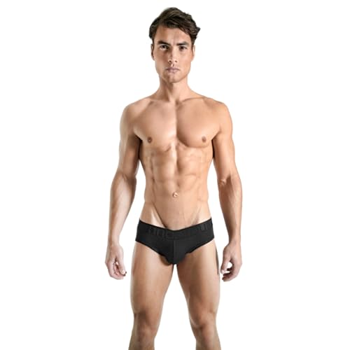 Rounderbum Men’s Lift Tech Jock Brief – Butt Lifting Underwear with Hidden Bands, Black, 1-Pack