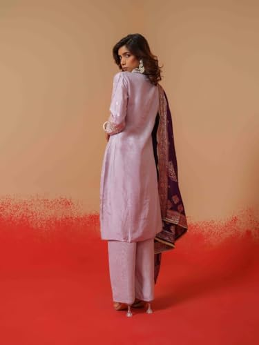 Image of Kaari Women's Embroidered Kurta Set with Dupatta - Festive Kurta Set for Women Polyester