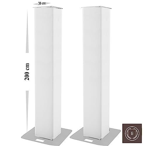 Pair of Totem Covers in Spandex, Truss Cover 30 x 30 cm, Choice of 4 Heights (200 cm Height, White), 200cm - Image 2