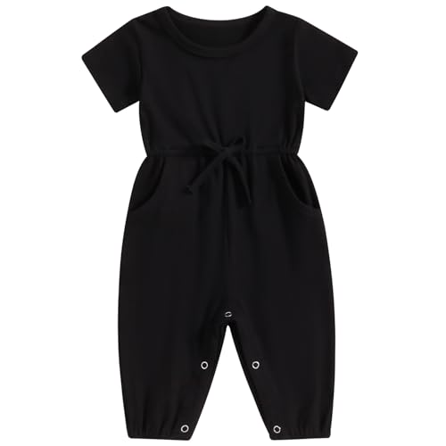 Mubineo Toddler Baby Girl Boy Summer Fall Clothes Basic Plain Romper Jumpsuit Short Sleeve Rompers Cute Newborn Outfits