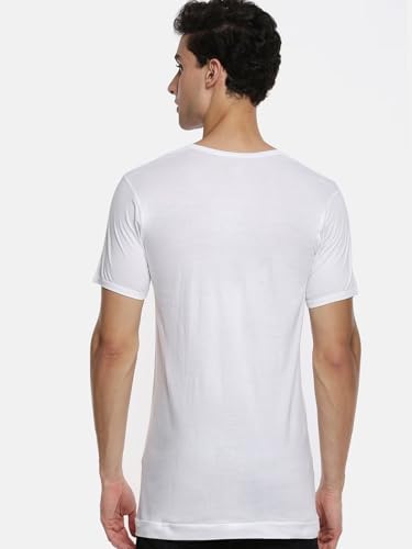 Image of RAMRAJ COTTON Men White Round Neck Half Sleeve Fine Cotton Vest /Banian | Moisture Absorbant & Super Soft Fabric