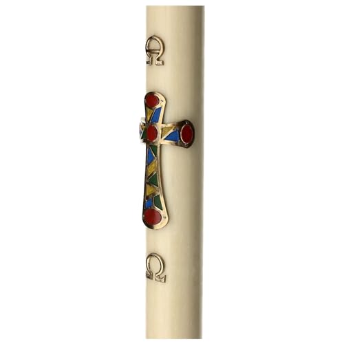 Beeswax Paschal Candle with Patchwork Cross 3.15x47.25 in