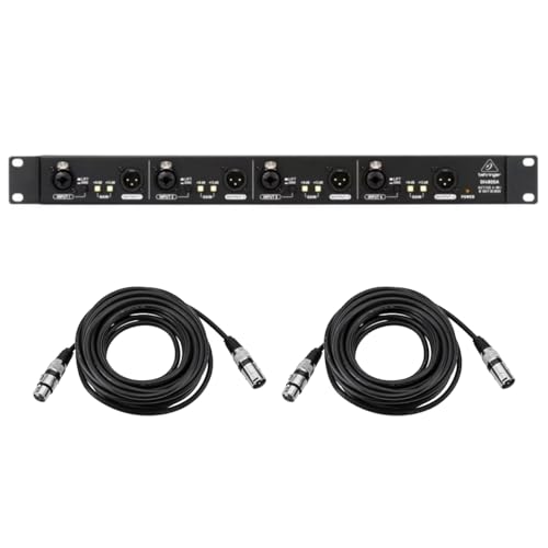 Behringer ULTRA-DI PRO DI4800A Professional 4-Channel Active DI-Box, Bundle with 2x 25' Value Series XLR Male to Female Microphone Cable