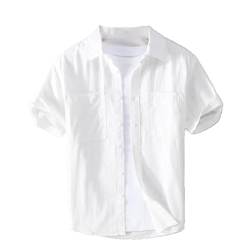 Chemise d'été fine manches courtes de couleur unie avec double poches