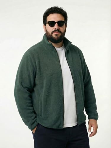 Image of UNSTD Men Plus Size Fleece Jacket for Men Standard Length | Winter Wear Full Sleeves Zipper Jacket | Warm & Comfortable Big and Tall Jacket