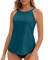 WOWENY Tankini Oberteil Damen Einzeln Badeanzug Bademode Gepolsterte Sommer Halter Tanktop Beachwear Freizeit Fließend Pfauenblau L
