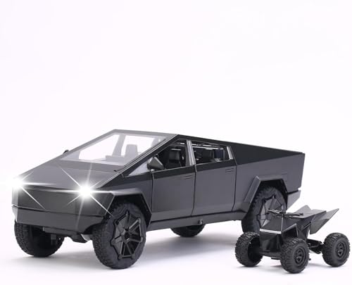 Image of 1 /24 Tesla Cybertruck Diecast Metal Toy Truck with Lights and Sounds, Mini Vehicle for Boys Ages 3 and Up, Realistic Design, Fun Educational Play, for Kids and Collectors (Grey)
