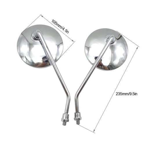 Rétroviseurs moto ronds chromés 8 10 mm pour éliminer les angles morts