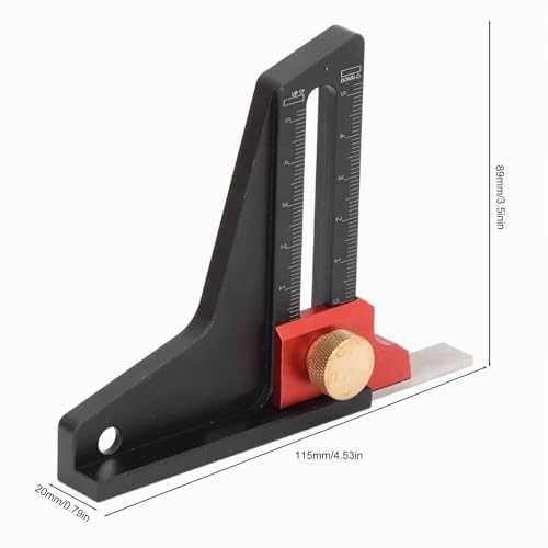 Jauge de Hauteur en Alliage D'aluminium, Plage de Mesure de 0 à 50mm, Jauge de Profondeur, Outils pour le Travail du Bois, Table de Scie, Règle de Réglage de la Machine de