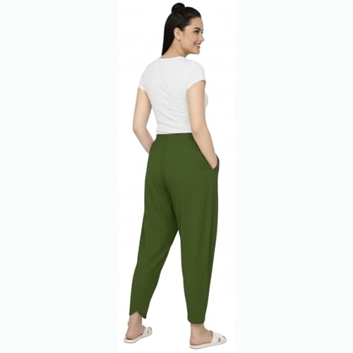 Image of Loose Fit Rayon Dhoti Tulip Pants for Women Patiala Salwar Bottom Wear Harem Pants, Waist Free Size (28 Inch to 42 Inch)