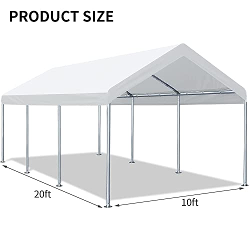 Image of 10'x20' Carport Canopy Replacement Cover White (Top Only)