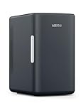 AstroAI Mini Fridge 2.0 Gen, 6 Liter/8 Cans Makeup Skincare Fridge 110V AC/ 12V DC Portable Thermoelectric Cooler and Warmer Little Tiny Fridge for Bedroom, Cosmetics (Dark Black)