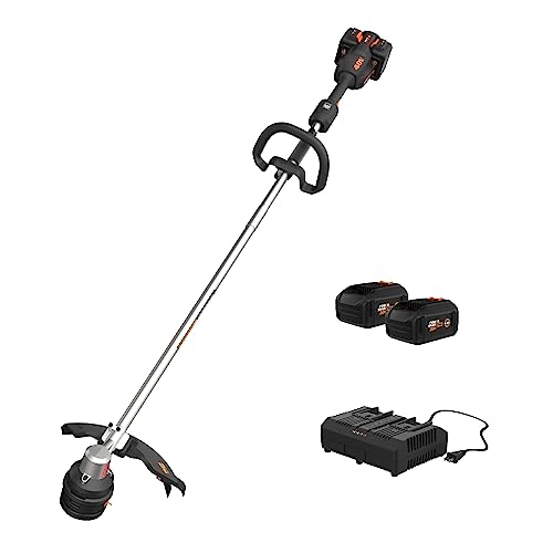 Worx Nitro 40V 15" Cordless String Trimmer with Brushless Motor, Powerful Grass Trimmer with Dual-Exit Bump-Feed Head, Lightweight Weed Trimmer Easy-Load Spool Head – Batteries & Charger Inc
