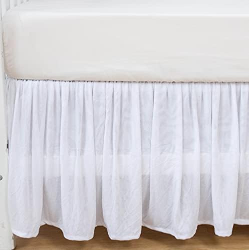 Sheer Crib Skirt - White Crib Skirt - Soft, Elegant and Flowing Tulle - Gender Neutral Crib Skirt and Timeless Crib Accessories -Clean Design Perfect for Crib Skirt Boy and Crib Skirt Girl