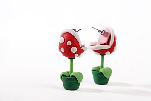 Handcraft Polymer Clay Super Mario Piranha Plant Corpse Flower Studs