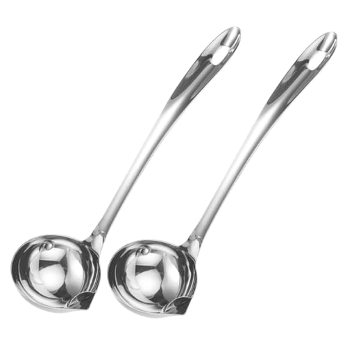 GLEAVI Cucharón Separador De Grasa Acero Inoxidable 2 Unidades Con Boquilla Vertedora Para Filtrar Aceite Sopa y Cocinar Uso Familiar Diseño Ergonómico Fácil Limpieza