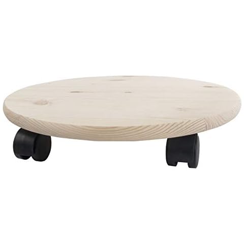 Round Wooden Plant Trolley with Wheels Cover