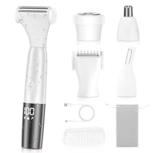 5 in 1 Bikini Trimmer for Women - Electric Razors for Women, Cordless Rechargeable Electric Shaver, IPX7 Waterproof Wet Dry Lady Body Hair Remover for Face Nose Eyebrow Arm Leg Pubic Armpit Bikini - image 1