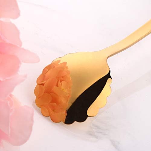 Miniatura 5 de Juego de cucharas de flores  8 cucharaditas de acero inoxidable de varios colores para café, té, mezcla, azúcar, helado, cucharas de barra de