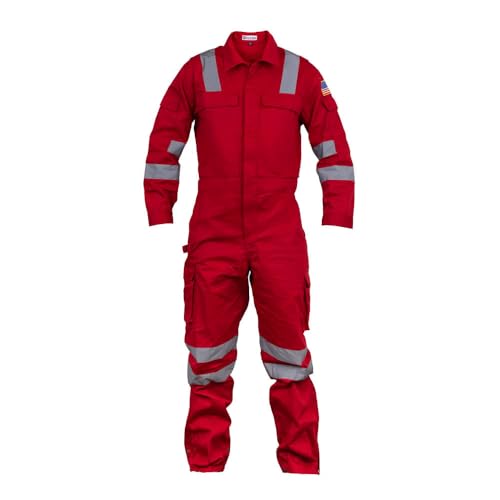 Just In Trend Work Coveralls for Men Long Sleeve Work Jumpsuit - Premium Hi Vis Work Coveralls (Red Small)