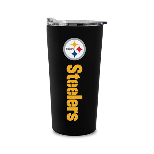Rico Industries NFL Football Pittsburgh Steelers 18oz Soft Touch Easy Grip Tumbler