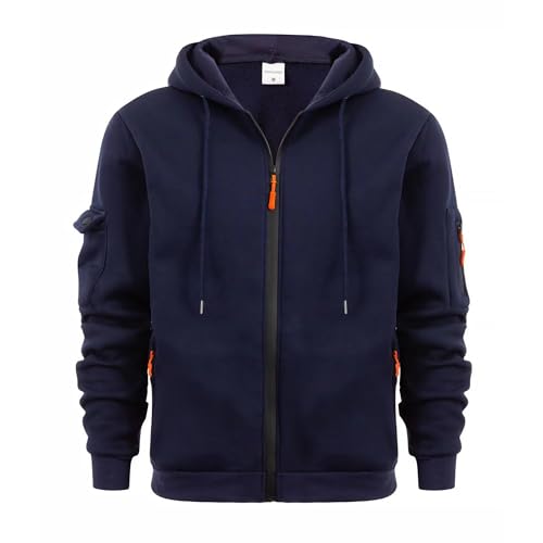 Sprifloral Mens Hoodies Zip up Hooded Sweatshirts Long Sleeve Fleece Hoodies Casual Pullover Hoody Jacket with Zipper Pockets Navy S