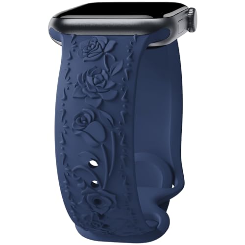 Floral Engraved Band Compatible with Apple Watch Band 40mm 41mm 38mm 42mm 44mm 45mm 46mm 49mm Women...