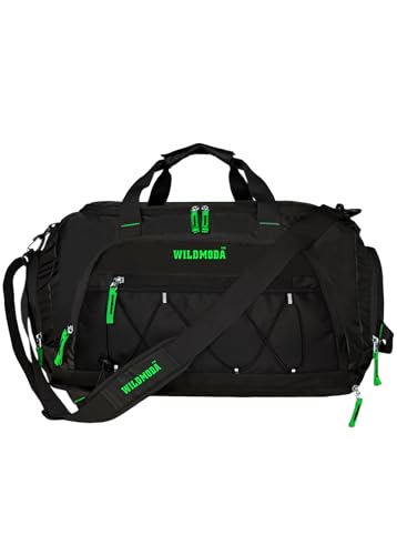 Image of 50L Duffel Travel Bag with Multiple Pockets | Ideal for Gym & Outdoor Trips (Black & Green)