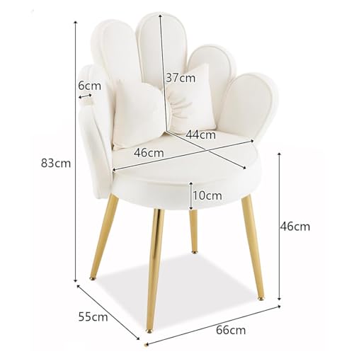LEADZM Sessel Wohnzimmer, Schminktisch Stuhl Armlehnensessel Loungesessel Relaxsessel Lesesessel Akzentsessel Einzelsofa Schlafzimmer, mit Samtbezug Metallbeinen (Petal Rückenlehne, Weiß)