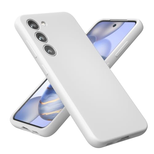 Image of OHLIGIA Samsung Galaxy S23 Liquid Silicone Case Slim Protective 3 Layer Shockproof Phone Cover with Anti-Scratch Soft Microfiber Lining for Galaxy S23 5G 6.1'' (2023) (White)