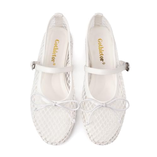 Image of Gothictor Women's Mesh Ballet Flats Round Toe Leopard Mary Jane Shoes Women | Cushioned Comfort, Easy to Style, Buckle Strap, Cheetah Print, Ballerina, Breathable, Wide Width, Non-Slip, Dressy Casual