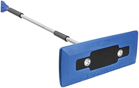Snow Joe SJBLZD-LED 4-In-1 Telescoping Snow Broom + Ice Scraper, 18-Inch Foam Head, Headlights, Blue