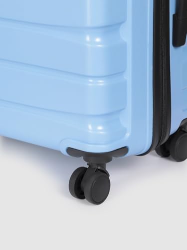 Image of Teakwood Unisex Trolley Bag for Travel, Hard Cabin Trolley Large Travel Suitcase Bag, Lock System 360 Degree 8 Rotating Wheels (55, 65 CM, Powder Blue)