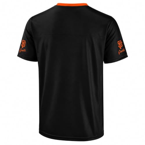 Image of FOCO MLB Men's Officially Licensed Primary Logo Wordmark Ballpark Team Color Baseball Performance V-Neck Top