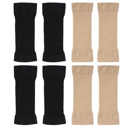 GOOHOCHY Mangas Moldeadoras de Brazo Elásticas sin Costuras, 4 Pares (2 Negras y 2 Beige), Ropa Reductora para Brazos, Favorece Quemagrasas y Mejora Fuerza Muscular, Uso Cómodo