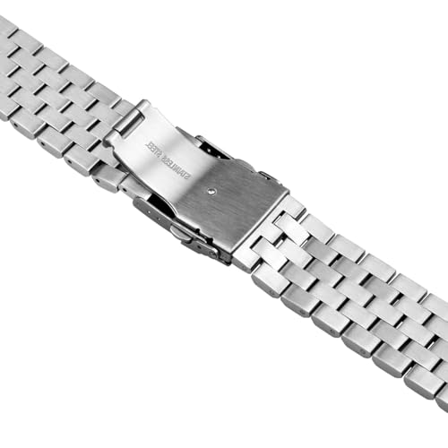 Image of Brushed Metal Watch Bands for Men Women Solid Stainless Steel Watch Band 18 /20 /22 /24 /26mm Watch Bracelet Strap Deployment Double Lock Deployment Buckle Black Silver Blue Gold