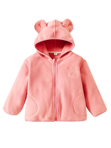 LUVCES Bebé Niña Chaqueta Polar Para Abrigo con Capucha Cremallera Ropa de Invierno Cálida Para Infantil Niñas y Niños Ropa Rosa 18 24 Meses