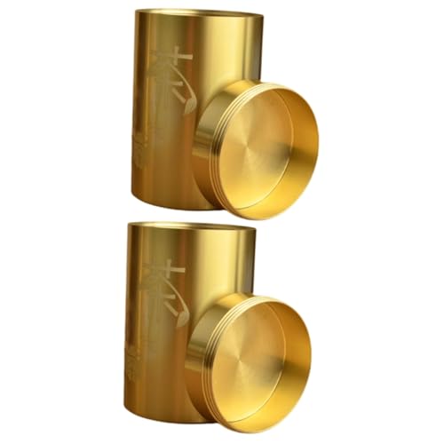 Zerodeko 2pcs Loose Leaf Tea Canister Brass Airtight Tea Storage Box Stylish Kitchen Organizer for Home Travel