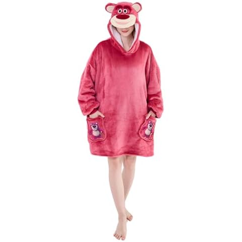 NEWCOSPLAY Unisex Animal Wearable Hoodie Blanket Plush Sherpa Warm Sweatshirt with Pockets for Adult (Rose, Adult) Cover