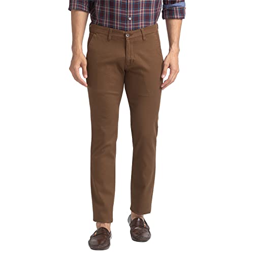 Image of Parx Men's Cotton Blend Solid Pattern Super Slim Fit Flat Front Casual Trouser