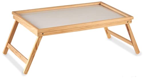 TIENDA EURASIA® Bandeja para Cama Plegable - Bandeja de Madera Natural Ideal para Desayuno - Diseño Nordico - Mesa Cama Plegable - 65 x 30 x 23 cm